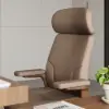Khaki Genuine Leather Swivel Office Chair with Ergonomic Synchro-Tilt Recline System