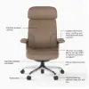 Khaki Genuine Leather Swivel Office Chair with Ergonomic Synchro-Tilt Recline System