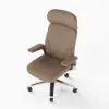 Khaki Genuine Leather Swivel Office Chair with Ergonomic Synchro-Tilt Recline System