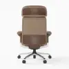 Khaki Genuine Leather Swivel Office Chair with Ergonomic Synchro-Tilt Recline System