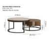 Nesnesis 28"-32" Round Nesting Walnut Coffee Table Set with Sintered Stone Top – 43cm