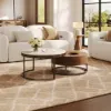 Nesnesis 28"-32" Round Nesting Walnut Coffee Table Set with Sintered Stone Top – 43cm
