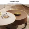Nesnesis 28"-32" Round Nesting Walnut Coffee Table Set with Sintered Stone Top – 43cm