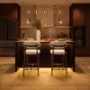 Picture of Panvyr 72" Faux Travertine Sintered Stone Kitchen Island with Storage & LED Light