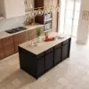 Picture of Panvyr 72" Faux Travertine Sintered Stone Kitchen Island with Storage & LED Light