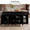 Picture of Panvyr 72" Faux Travertine Sintered Stone Kitchen Island with Storage & LED Light
