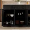 Picture of Panvyr 72" Faux Travertine Sintered Stone Kitchen Island with Storage & LED Light