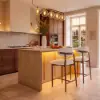 Panvyr 183cm Faux Travertine Sintered Stone Kitchen Island with Storage & LED Light
