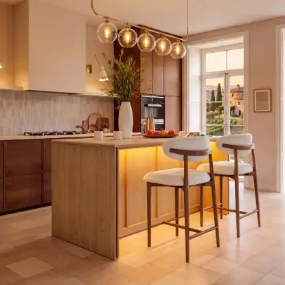 Picture of Panvyr 183cm Faux Travertine Sintered Stone Kitchen Island with Storage & LED Light