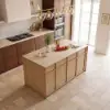 Panvyr 183cm Faux Travertine Sintered Stone Kitchen Island with Storage & LED Light