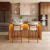 Panvyr 183cm Faux Travertine Sintered Stone Kitchen Island with Storage & LED Light