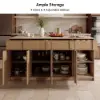 Panvyr 183cm Faux Travertine Sintered Stone Kitchen Island with Storage & LED Light