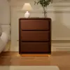 Haloa Walnut 3-Drawer LED Nightstand with Charging Station