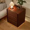 Haloa Walnut 3-Drawer LED Nightstand with Charging Station