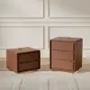 Haloa Walnut 3-Drawer LED Nightstand with Charging Station