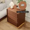 Haloa Walnut 3-Drawer LED Nightstand with Charging Station