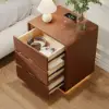 Haloa Walnut 3-Drawer LED Nightstand with Charging Station