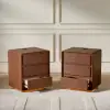 Haloa Walnut 3-Drawer LED Nightstand with Charging Station