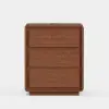Haloa Walnut 3-Drawer LED Nightstand with Charging Station