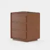 Haloa Walnut 3-Drawer LED Nightstand with Charging Station