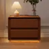 Haloa Walnut 2-Drawer LED Nightstand with Charging Station