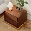 Haloa Walnut 2-Drawer LED Nightstand with Charging Station