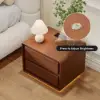 Haloa Walnut 2-Drawer LED Nightstand with Charging Station