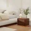 Haloa Walnut 2-Drawer LED Nightstand with Charging Station