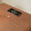 Haloa Walnut 2-Drawer LED Nightstand with Charging Station