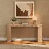 Aura 60" Ash Wood Fluted Natural Console Table With Sintered Stone Top