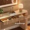 Aura 60" Ash Wood Fluted Natural Console Table With Sintered Stone Top