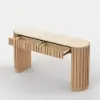 Aura 60" Ash Wood Fluted Natural Console Table With Sintered Stone Top