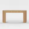 Aura 60" Ash Wood Fluted Natural Console Table With Sintered Stone Top
