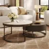 Nesnesis 28"-32" Round Nesting Walnut Coffee Table Set with Sintered Stone Top – 42cm