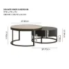 Nesnesis 28"-32" Round Nesting Walnut Coffee Table Set with Sintered Stone Top – 42cm