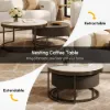 Nesnesis 28"-32" Round Nesting Walnut Coffee Table Set with Sintered Stone Top – 42cm