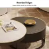 Nesnesis 28"-32" Round Nesting Walnut Coffee Table Set with Sintered Stone Top – 42cm