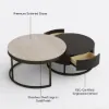 Nesnesis 28"-32" Round Nesting Walnut Coffee Table Set with Sintered Stone Top – 42cm
