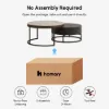 Nesnesis 28"-32" Round Nesting Walnut Coffee Table Set with Sintered Stone Top – 42cm