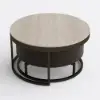 Nesnesis 28"-32" Round Nesting Walnut Coffee Table Set with Sintered Stone Top – 42cm