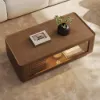 47" Glass Door Walnut Coffee Table with Storage and LED