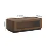 47" Glass Door Walnut Coffee Table with Storage and LED