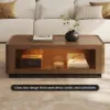 47" Glass Door Walnut Coffee Table with Storage and LED
