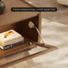 47" Glass Door Walnut Coffee Table with Storage and LED