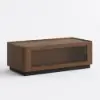 47" Glass Door Walnut Coffee Table with Storage and LED