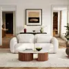 47"-60" Extendable Walnut Coffee Table with Travertine Veneer Top