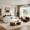 47"-60" Extendable Walnut Coffee Table with Travertine Veneer Top