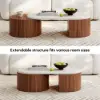 47"-60" Extendable Walnut Coffee Table with Travertine Veneer Top