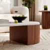 47"-60" Extendable Walnut Coffee Table with Travertine Veneer Top