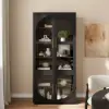 Arune Black Glass Tall Display Cabinet with Drawers & LED Light